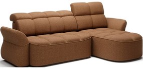 Sárga-barna bársony kinyitható-tárolóhelyes sarokkanapé (jobb oldali-heverő résszel) Beneth – ELTAP