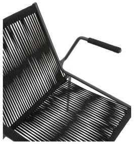 Fekete fém karfás-rakásolható étkezőszék szett 2 db-os Emily – Marckeric