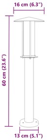 3 db fekete rozsdamentes acél kültéri állólámpa 60 cm