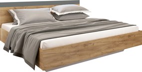 Dupla ágy, 160x200, tölgy artisan/grafit, GABRIELA