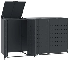 antracit acél kerekes tároló 3 szemeteskukához 207x79x117 cm