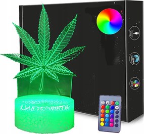 Marihuána Thc Kender 3D Éjjeli Lámpa Led Usb Akkumulátor Távirányító Rgb