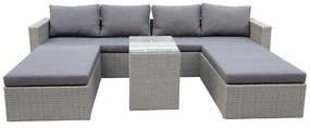 Szürke műrattan négyszemélyes kerti lounge szett Drammen - Bonami Selection