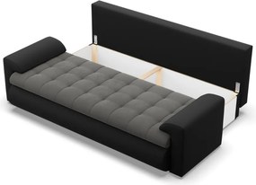 Tokio kanapéágy, bársony + műbőr, szürke - fekete