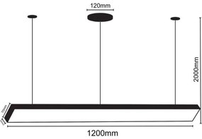 LED Csillár zsinóron LED/32W/230V 4000K átm. 120 cm fekete