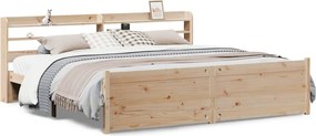 vidaXL tömör fenyőfa ágykeret fejtámlával 200 x 200 cm