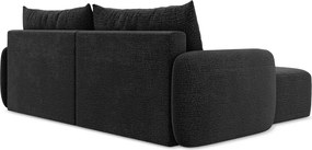 Fekete kinyitható-tárolóhelyes sarokkanapé (bal oldali) Kalena – Makamii