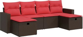 vidaXL 6 részes barna polyrattan kerti ülőgarnitúra párnával