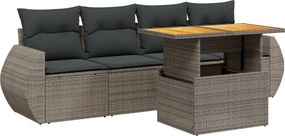 vidaXL 5 részes szürke polyrattan kerti ülőgarnitúra párnákkal