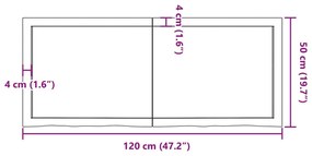 sötétbarna kezelt tömör tölgyfa asztallap 120x50x(2-6) cm
