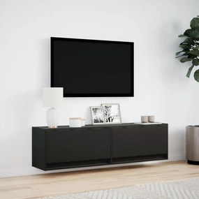 fekete fali TV-szekrény LED-világítással 140 x 31 x 38 cm