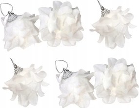 Virágos Bombák tobozok virágok karácsonyfa medálok Fehér dekoráció 6 db