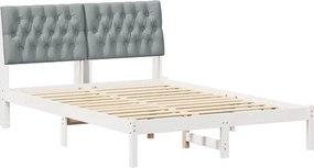 vidaXL Ágykeret Kárpitozott Fejtámlával fejtámlával Fehér 150 x 200 cm