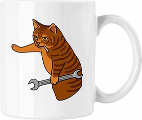 Bögre Macska szerelő humor Fehér 330ml