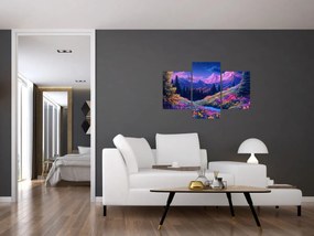Kép - Lila táj teljes holdfénynél (90x60 cm)