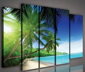 Vászonkép 150x100 Paradicsomi sziget trópusok tengerpart óceán pálmafák nap pihenés