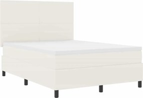 vidaXL Boxrugós ágy Krém és fehér 140 x 200 cm Bársonyos szövet