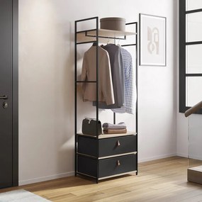 Intenso Home ruhafogas 2db nagyméretű fiókkal polcokkal 60 x 175cm modern tölgy színben | Előszobai ruhatároló cipőtartóval / nyitott gardrób