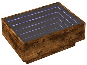 Füstös tölgy szerelt fa dohányzóasztal LED-del 70 x 50 x 30 cm