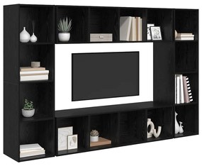 TV szekrény 4 pcs Fekete 37 x 37 x 142.5 cm Faanyag