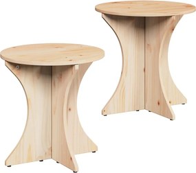 vidaXL Dohányzóasztal 2 pcs Természetes Tömör fenyőfa