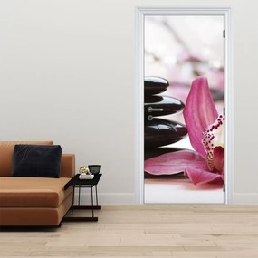 Fotótapéta ajtóra - Masszázs kövek és orchidea (95x205cm)