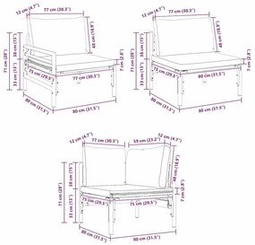Kerti Kanapé Szett 7 pcs Antracitszürke Acél