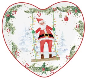 Joyful Santa karácsonyi Porcelán szív alakú kínáló tálca