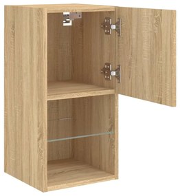 2 db sonoma tölgy színű TV-szekrény LED-lámpákkal 30,5x30x60 cm