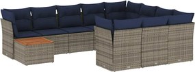 vidaXL 11 részes szürke polyrattan kerti ülőgarnitúra párnákkal