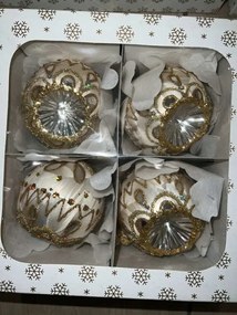 4 db-os Glamour Ăveg KarĂĄcsonyfadĂsz Szett, KĂ©zzel DĂszĂtett