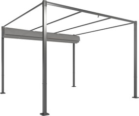 Outsunny behúzható pergola 3 x 3 m — 180 g/m² UV-álló poliészter, mágneses rögzítés, porfestett acélváz, szürke | Aosom
