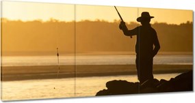 Vászonkép 180x90 Halász a tengeri sziklákon