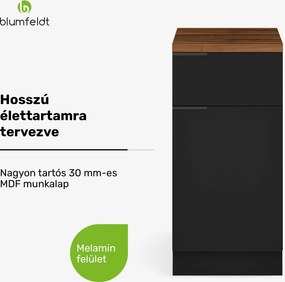 Blumfeldt WoodVista Fiókos szekrény, Robusztus MDF munkalap, Soft-Close zsanérok, Alumínium fogantyúk