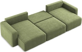 Zöld zsenília kinyitható-tárolóhelyes (U alakú) sarokkanapé Kona – Makamii