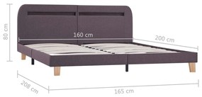tópszínű szövet ágykeret LED-ekkel matrac nélkül 150x200 cm
