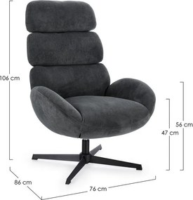 Fekete forgó fotel Violante – Bizzotto