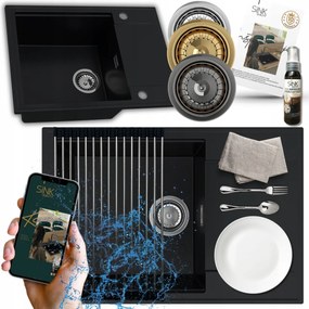 Gránit Mosogató Egykamrás rövid Csepegtető Szivattyú Manuális Ingyenes