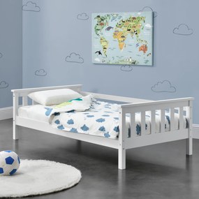 [en.casa] Gyerekágy Nuuk tárolási lehetőséggel ágyráccsal kiesésvédelemmel fehér 140 x 70 cm