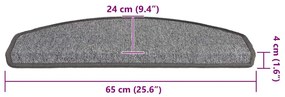 20 db sötétszürke, félkör alakú, nagy lépcsőszőnyeg 65 x 24 x 4 cm