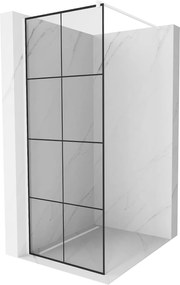 Mexen Kioto, Walk-In zuhany paraván 90 x 200 cm, 8mm üveg tiszta / fekete mintás, fehér profil, 800-090-101-20-77