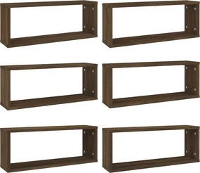 vidaXL 6 db barna tölgy színű szerelt fa fali kockapolc 60x15x23 cm