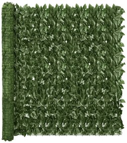 sötétzöld leveles belátás elleni erkélyparaván 300 x 150 cm