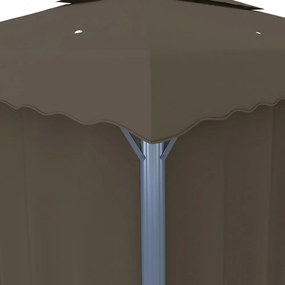 tópszínű pavilon függönnyel és LED fényfüzérrel 3 x 3 m