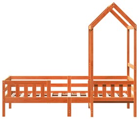 viaszbarna tömör fenyőfa ágykeret tetővel 75 x 190 cm