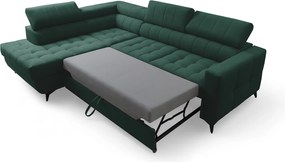 Nardo L sarokkanapé ágyfunkcióval bal oldali - zöld bársony Bluvel 78