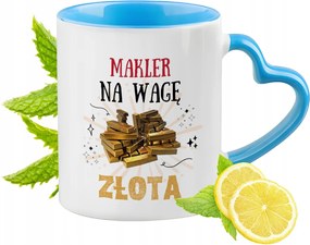 Brókernek Kék Bögre Szív Alakú Füllel Ajándék