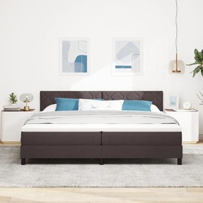 vidaXL Boxspring Ágy Mattal Sötétbarna 200x200 cm Szövet