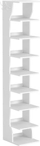 Keskeny cipőtartó, 9 szintes, 30 x 26,4 x 147 cm, matt fehér