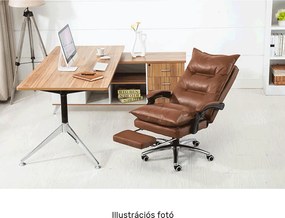 Irodai szék lábtartóval, textilbőr barna, DRAKE